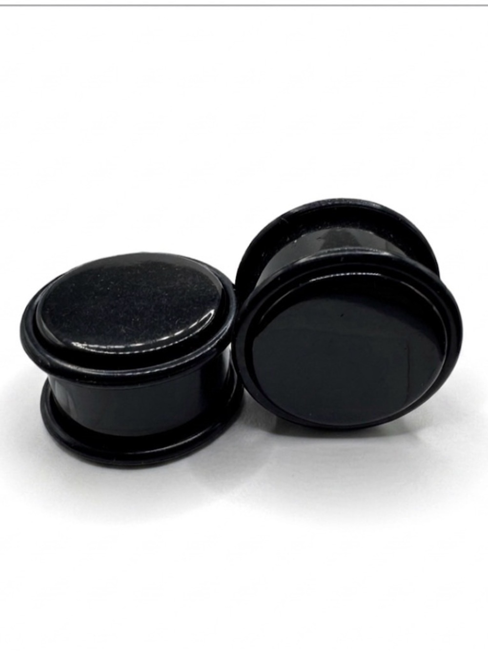 Pair 11/16" 18mm Black Acrylic Grooved Plugs Body Jewelry Gauges